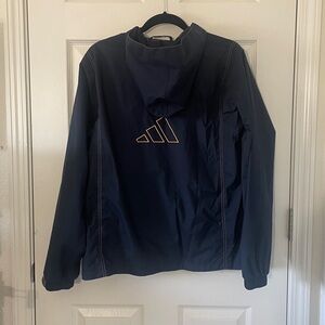 Adidas Vintage VTG 90s Y2K Windbreaker Zip Up Mesh Jacket Back Logo Hood Large